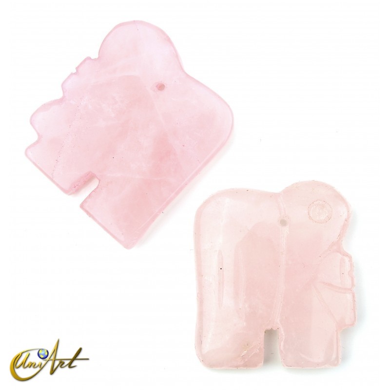 Elefante de cuarzo rosa con hueco para incrustar