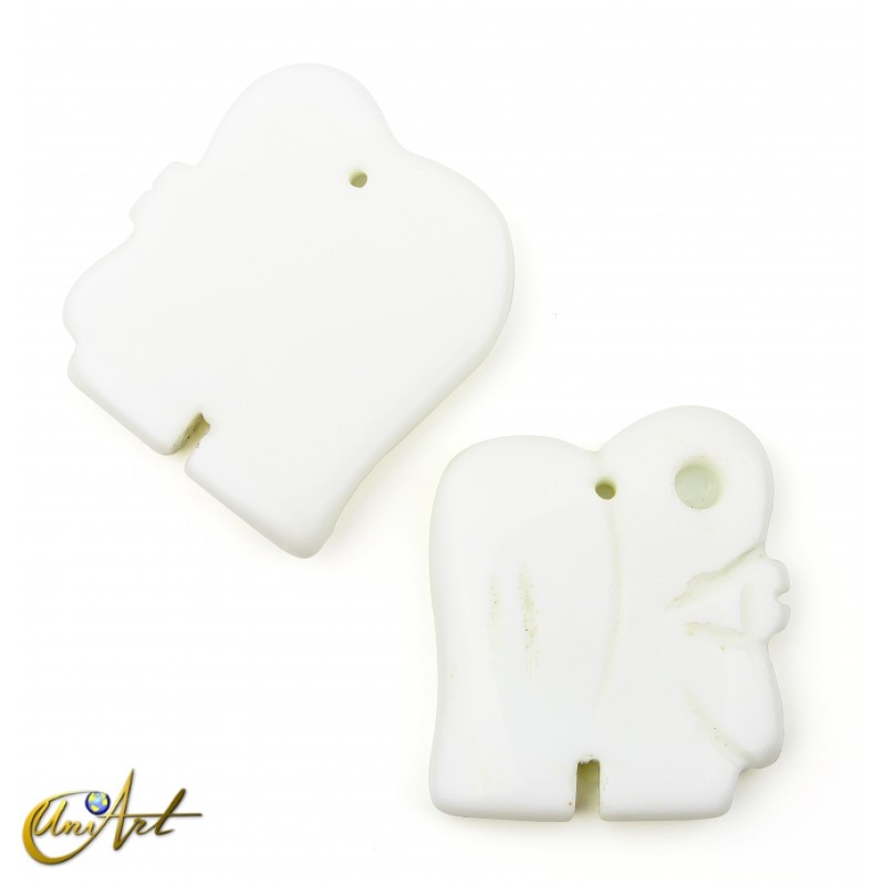 Elefante de jade blanco con hueco para incrustar