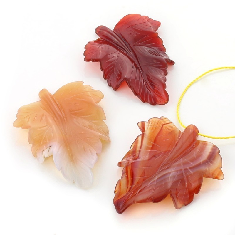 Colgante Hoja de piedra natural - Carneola