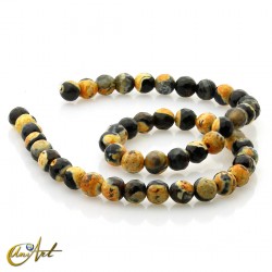 Faceted orange and black agate 10 mm beads