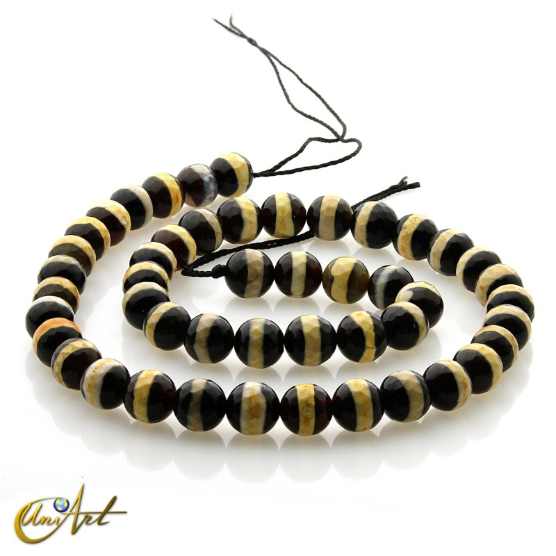 Ágata Dzi - cuentas facetadas 8 mm