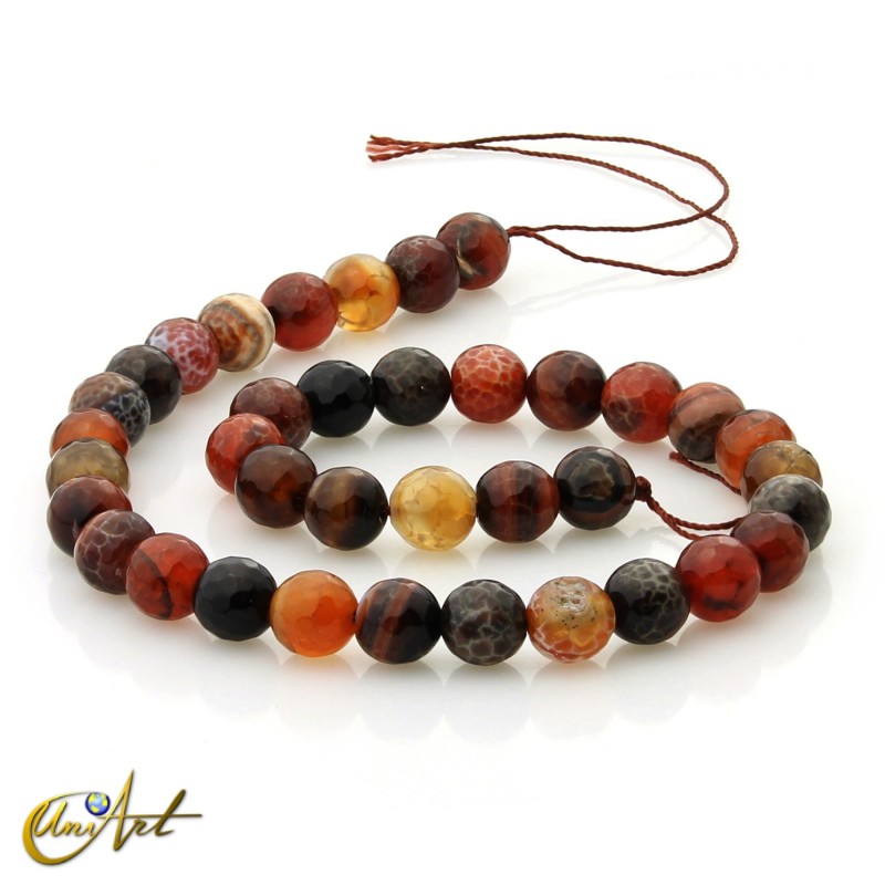 Bolas facetadas de ágata ascua - 10 mm