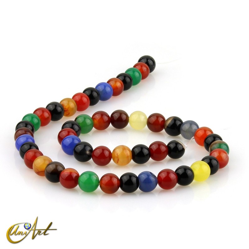 Hilos de bolas de ágata colorida 8 mm