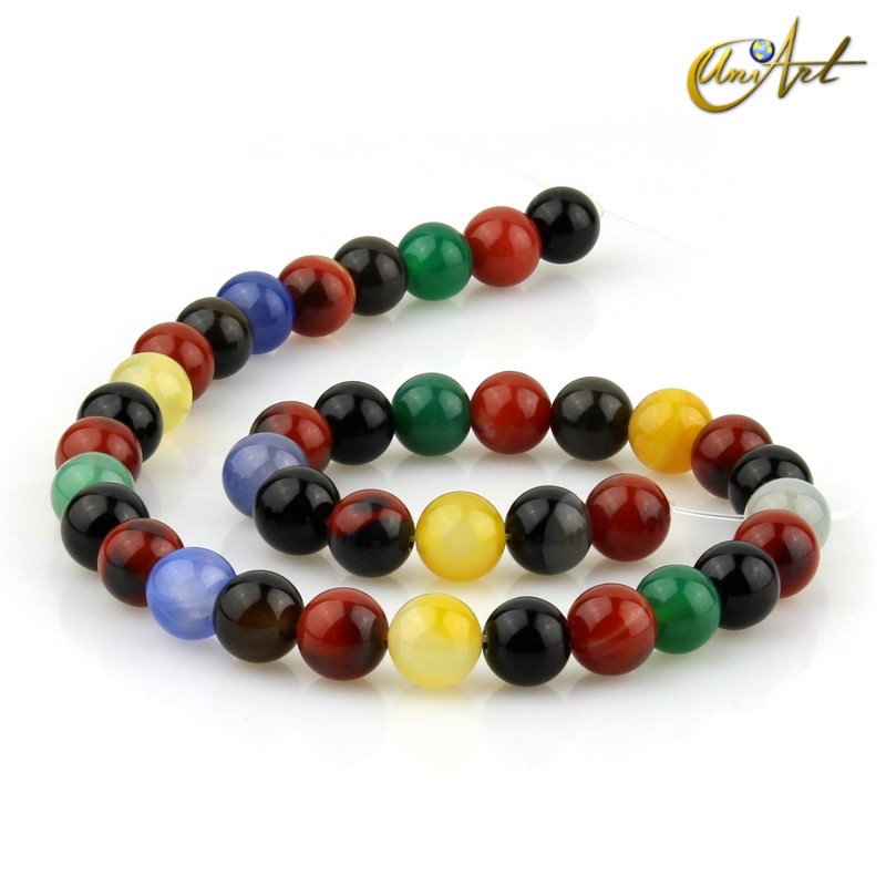 Hilos de bolas de ágata colorida 10 mm