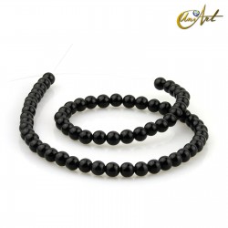 Strips of black obsidian 6 mm round beads