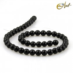 Strips of black obsidian 8 mm round beads