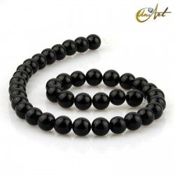 Strips of black obsidian 10 mm round beads