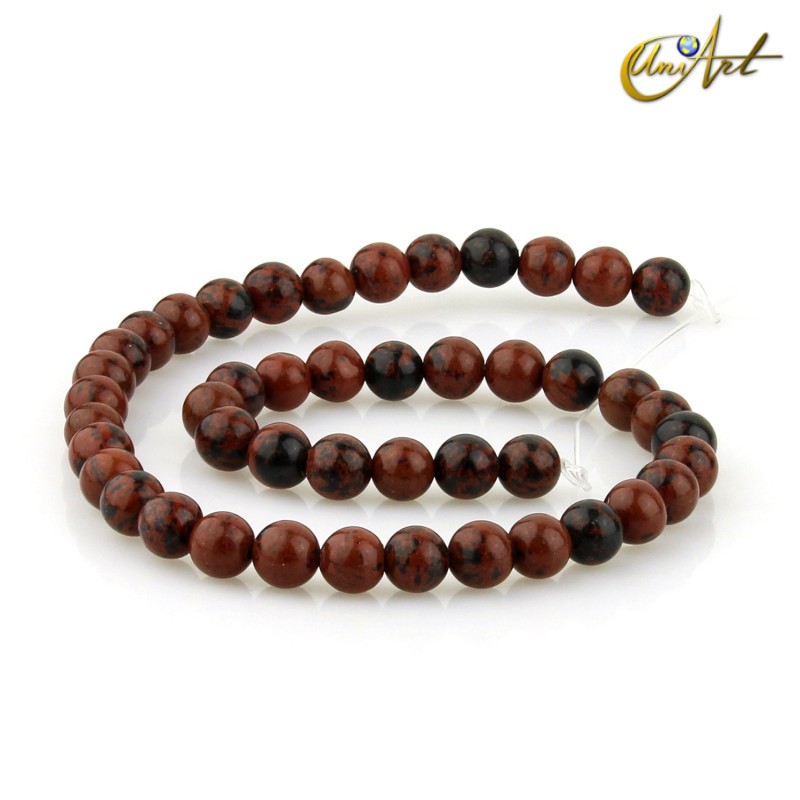 Tiras de Obsidiana Caoba, bolas 8 mm