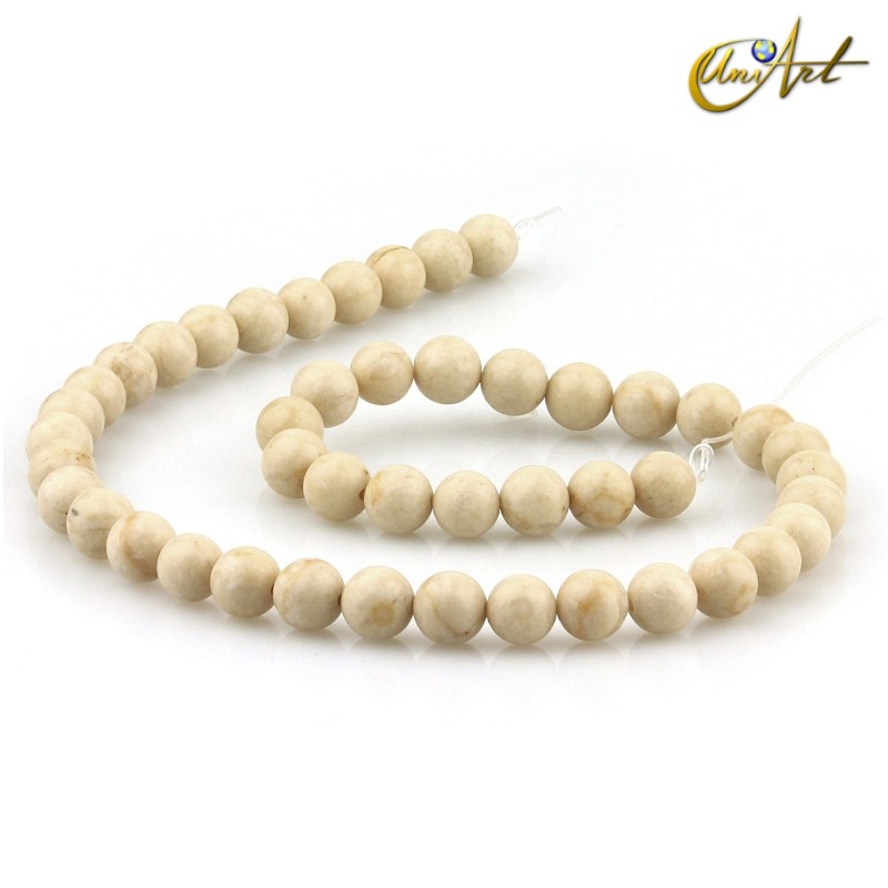 Jaspe crema, tiras de cuentas de 8 mm