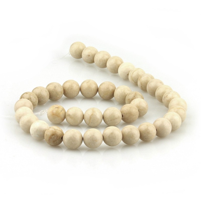 Jaspe crema, tiras de cuentas de 10 mm