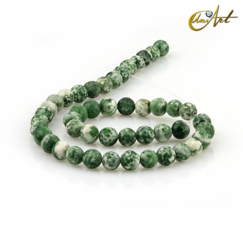 Hilos de bolas de Jaspe verde moteado, 8 mm