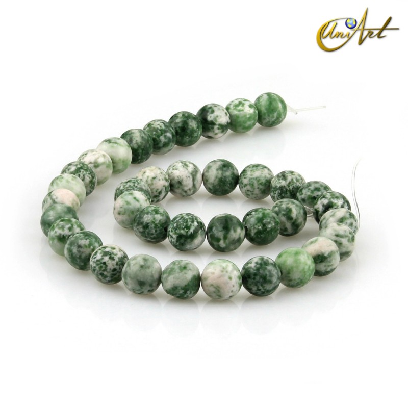 Hilos de bolas de Jaspe verde moteado, 10 mm