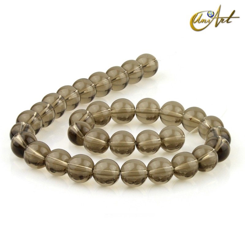 Cuarzo ahumado, cuentas redondas 12 mm