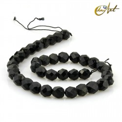 Black tourmaline faceted round beads