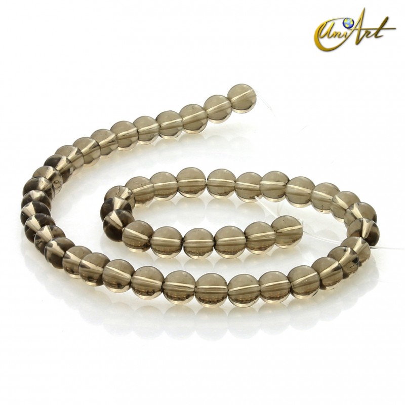 Cuarzo ahumado, cuentas redondas 8 mm