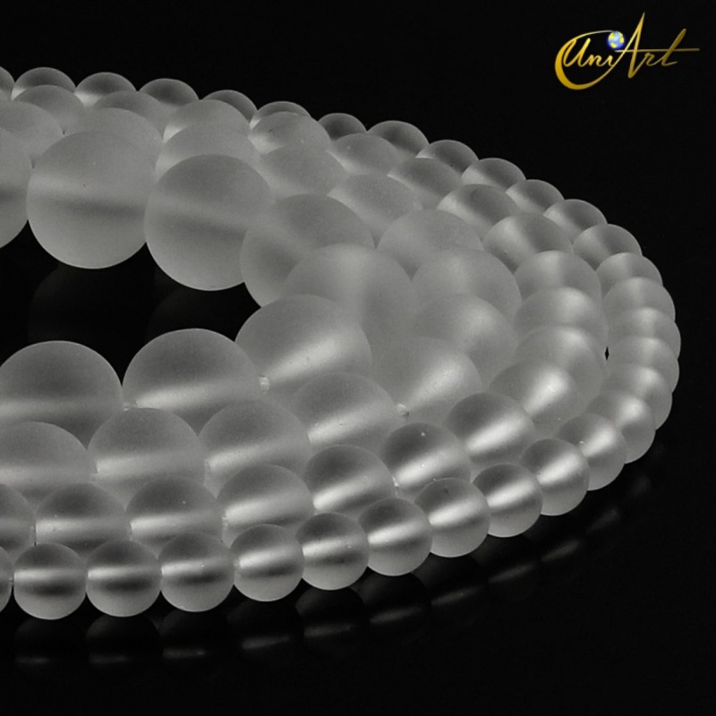 Hilo de Cristal de Roca Mate, bolas