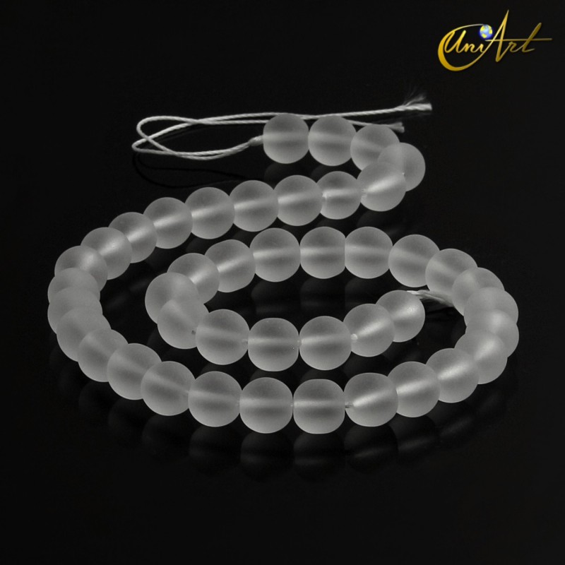 Hilo de Cristal de Roca Mate, bolas 10 mm