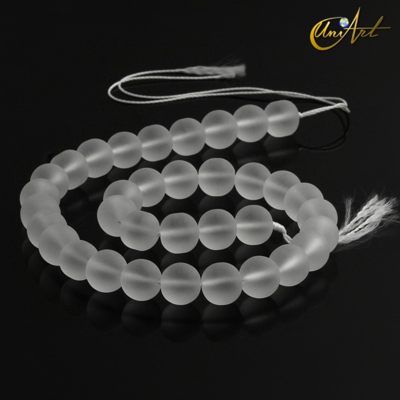 Hilo de Cristal de Roca Mate, bolas 12 mm