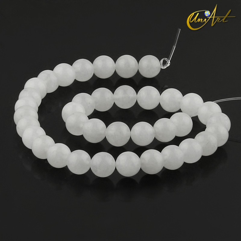 Cuentas de Jade blanco translúcido 10 mm