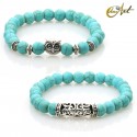 Conjunto de dos pulseras con búho - turquesa sintética
