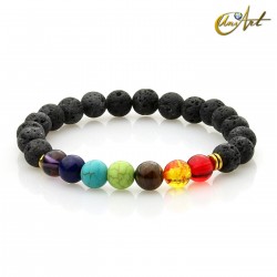 Natural lava bracelet and chakras color beads