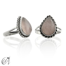 925 Silver ring with rose quartz liana drop model