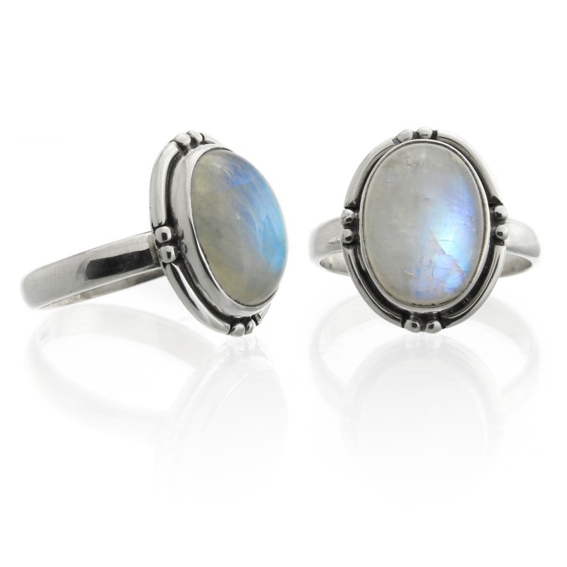 Moonstone with sterling silver, oval ring