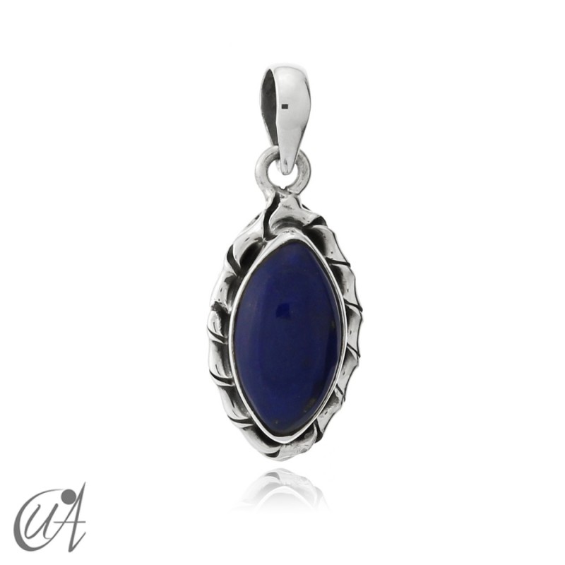 Kore marquise sterling silver pendant - lapis-lazuli