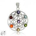 Pendant of the chakras in silver - seed of life