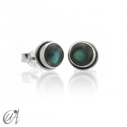 Sterling silver round earrings with labradorite
