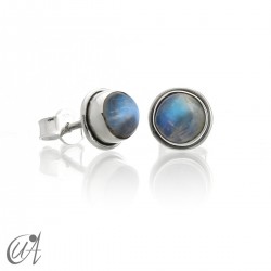 Sterling silver round earrings with moonstone