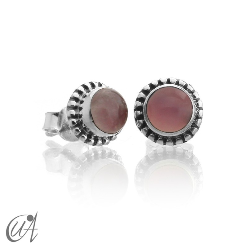 mini earrings - sterling silver and rose quartz, Ártemis