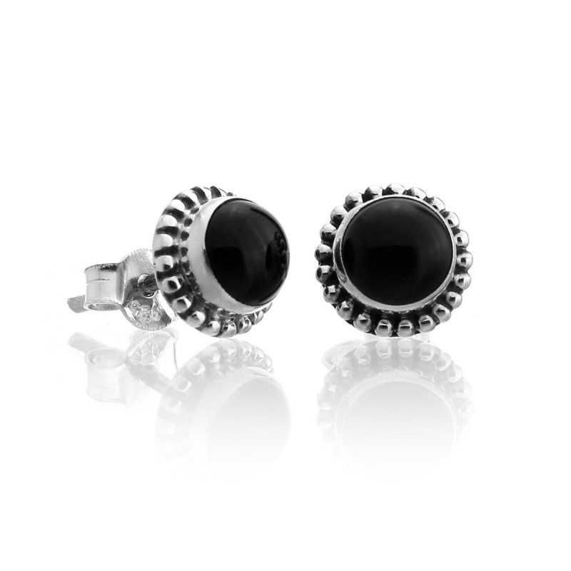 mini earrings - sterling silver and onyx, Ártemis