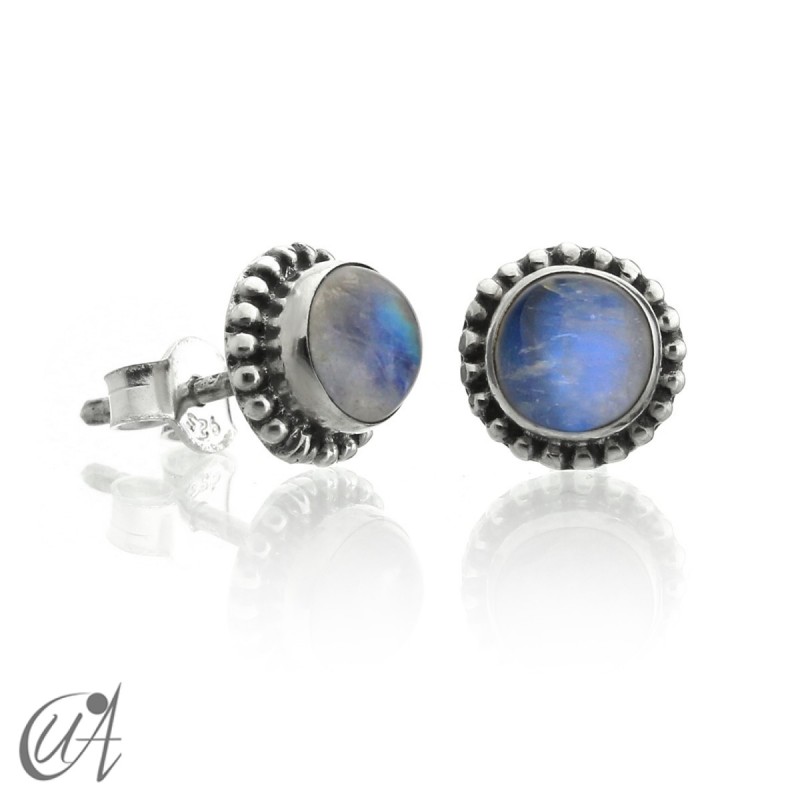 mini earrings - sterling silver and moonstone, Ártemis
