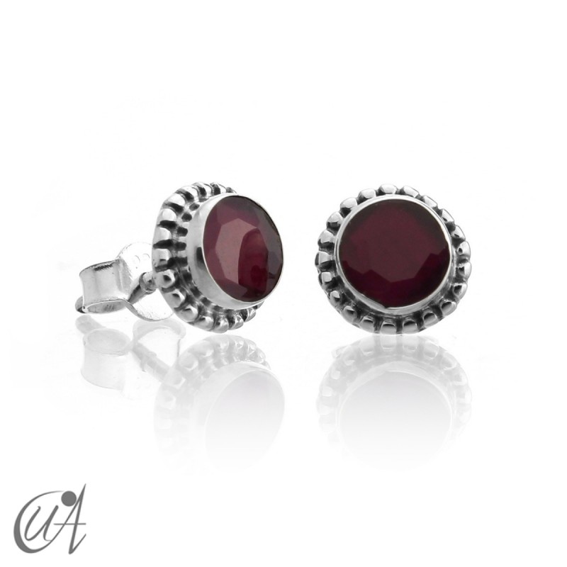 mini earrings - sterling silver and ruby, Ártemis