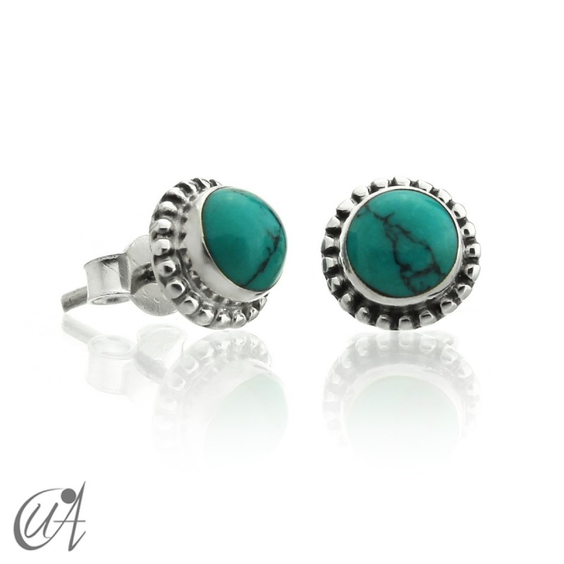 mini earrings - sterling silver and turquoise, Ártemis
