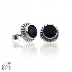 mini earrings - sterling silver and sapphire, Ártemis