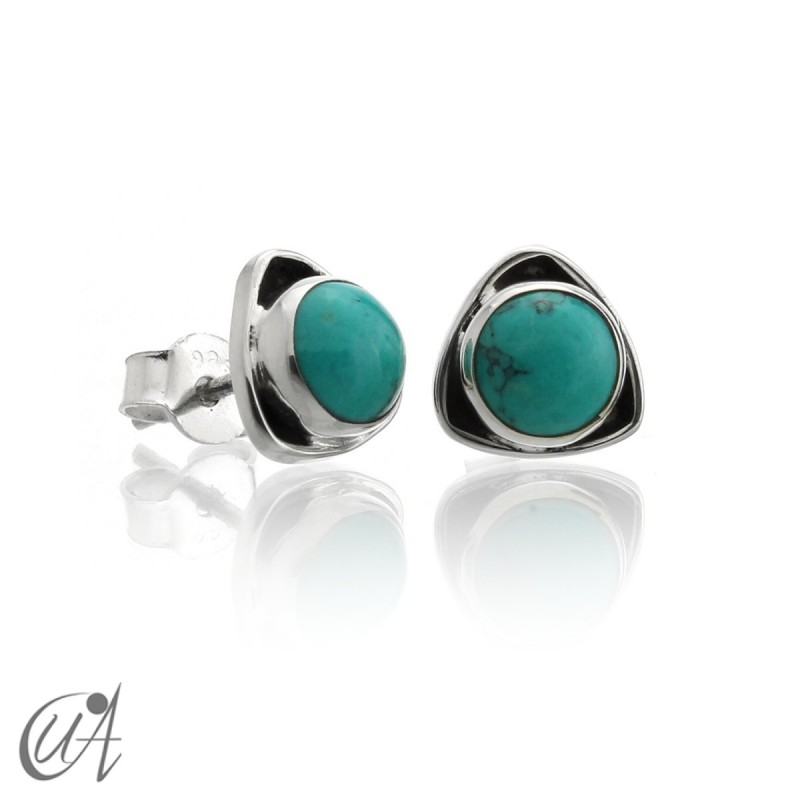 Pendientes triangular de plata 925 con turquesa