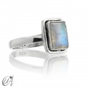 Silver and moonstone rectangular ring