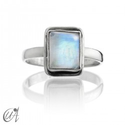 Silver and moonstone rectangular ring