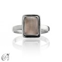 925 Silver ring with rose quartz - rectangular