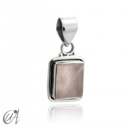 Rectangular model pendant in 925 silver with rose quartz