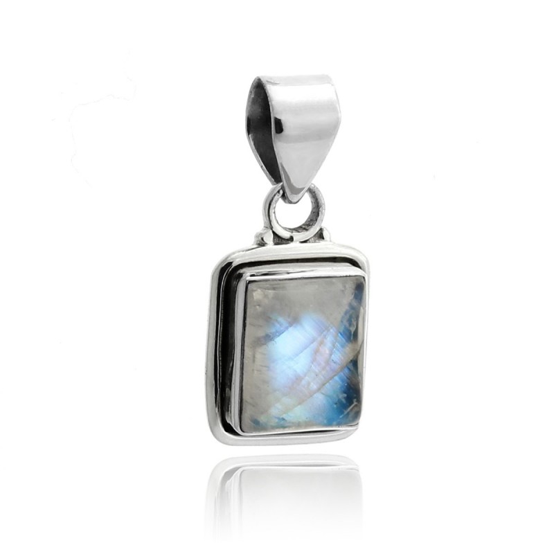 Rectangular model pendant in 925 silver with moonstone