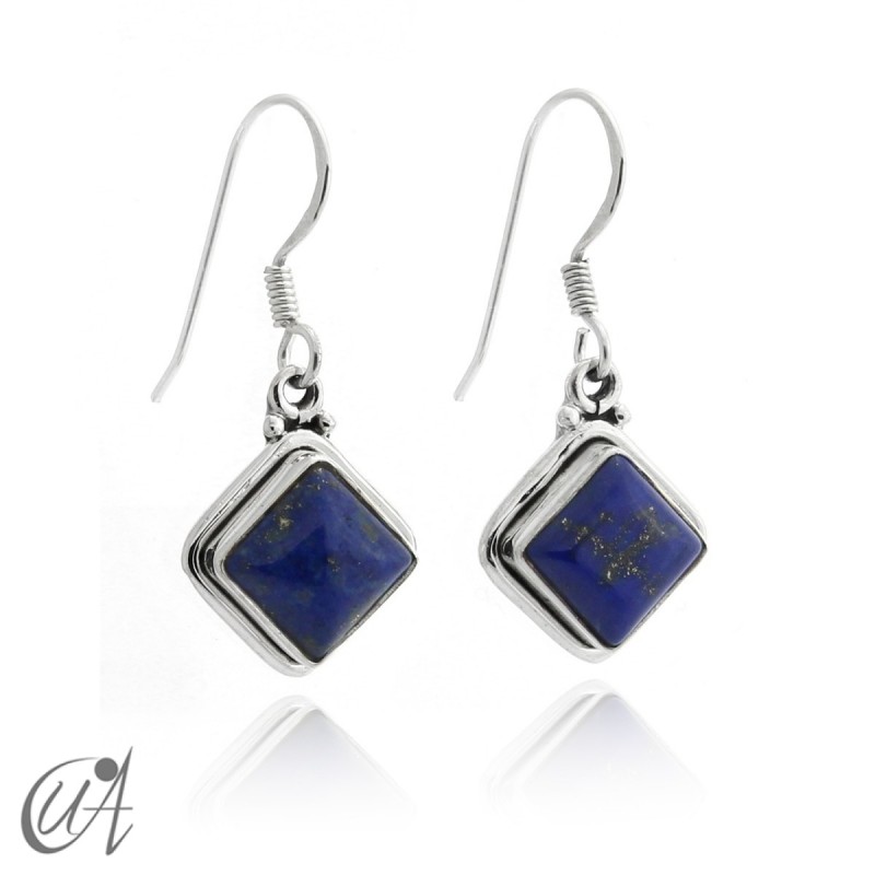 Silver and lapis lazuli - square earrings