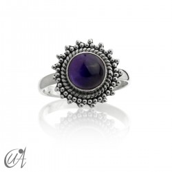 Round 925 silver ring with amethyst, Suno