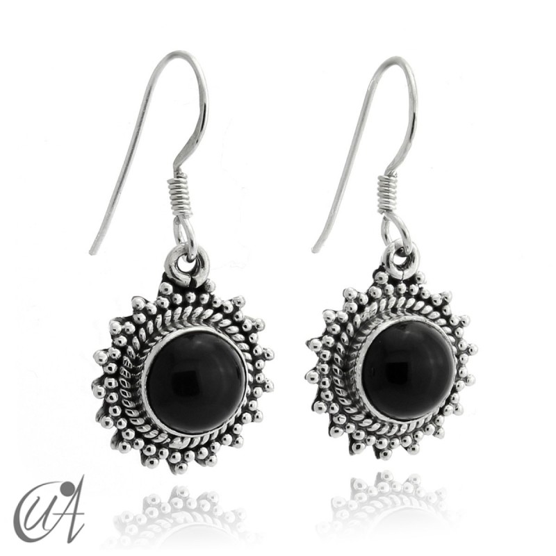 Suno earrings, onyx with 925 silver