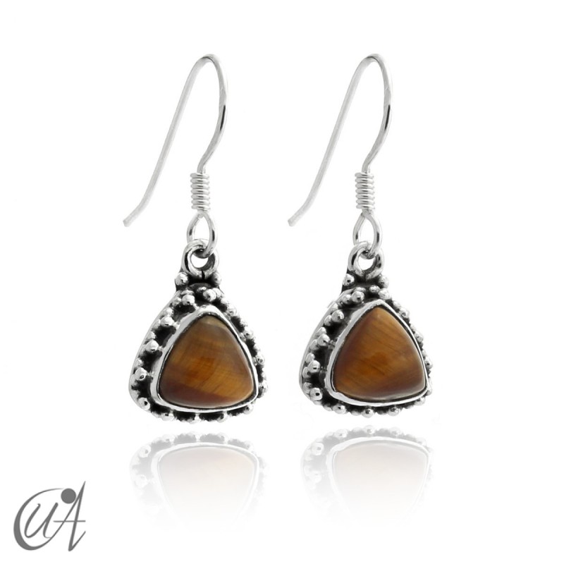 925 Silver earrings and tiger eye Thira model