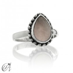 Sterling silver and rose quartz drop ring
