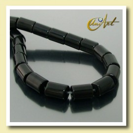 Black Agate Beads in cylinder shape 8,5 mm
