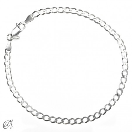3mm diamond curb bracetet chain in sterling silver